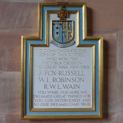 Victoria Cross memorial Plaque in School Chapel